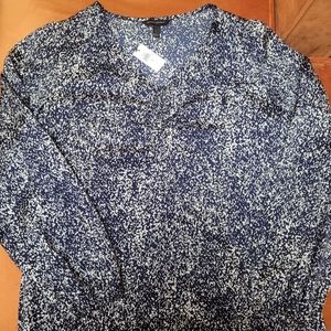 Banana Republic Ruched Front Navy Blouse